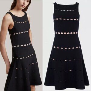 NWT $148 French Connection 6 Black Ruby Crepe Knit Stretchy Flare Tank Dress S